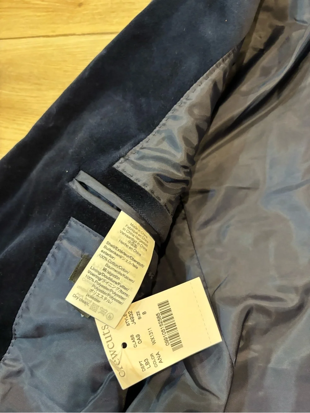 J.Crew Crewcuts Navy Blue Velvet Ludlow Size 8 Sport Jacket Blazer NWT